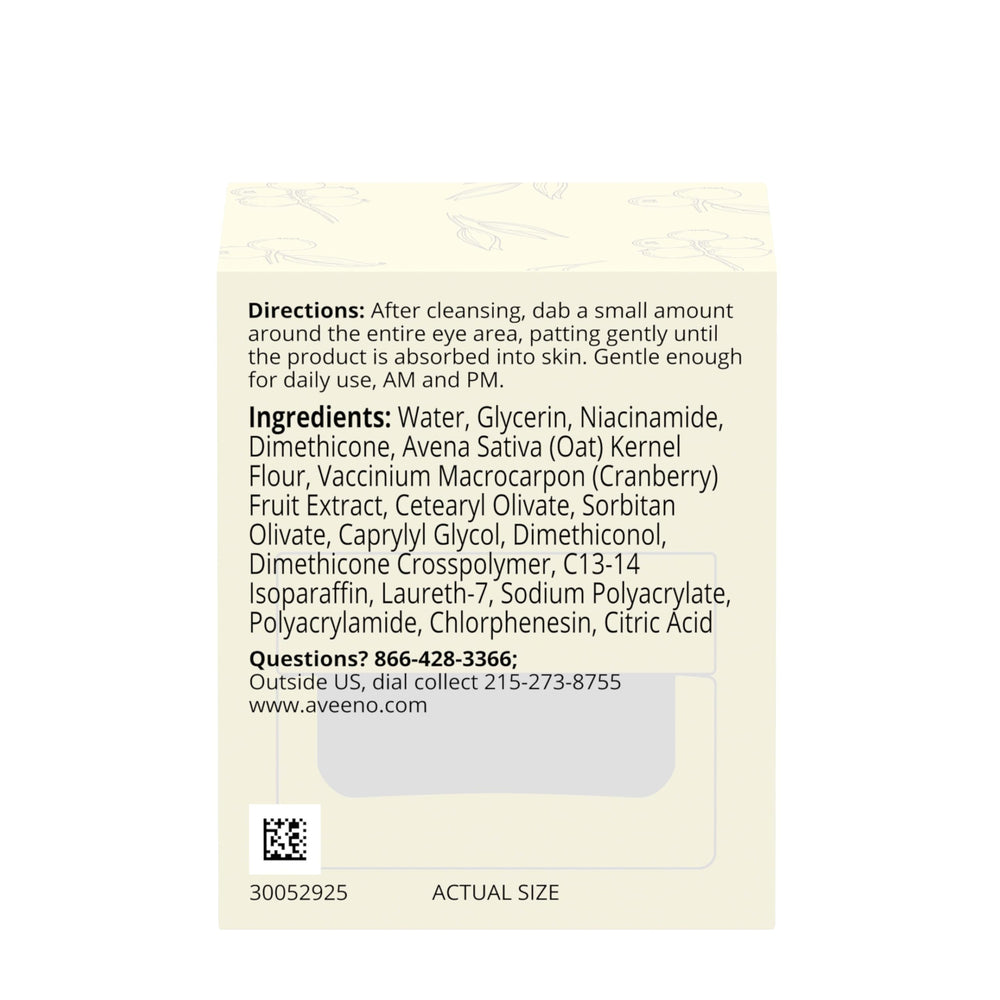 Aveeno Calm + Restore Eye Gel packaging is part of a calm skincare routine around the eye.