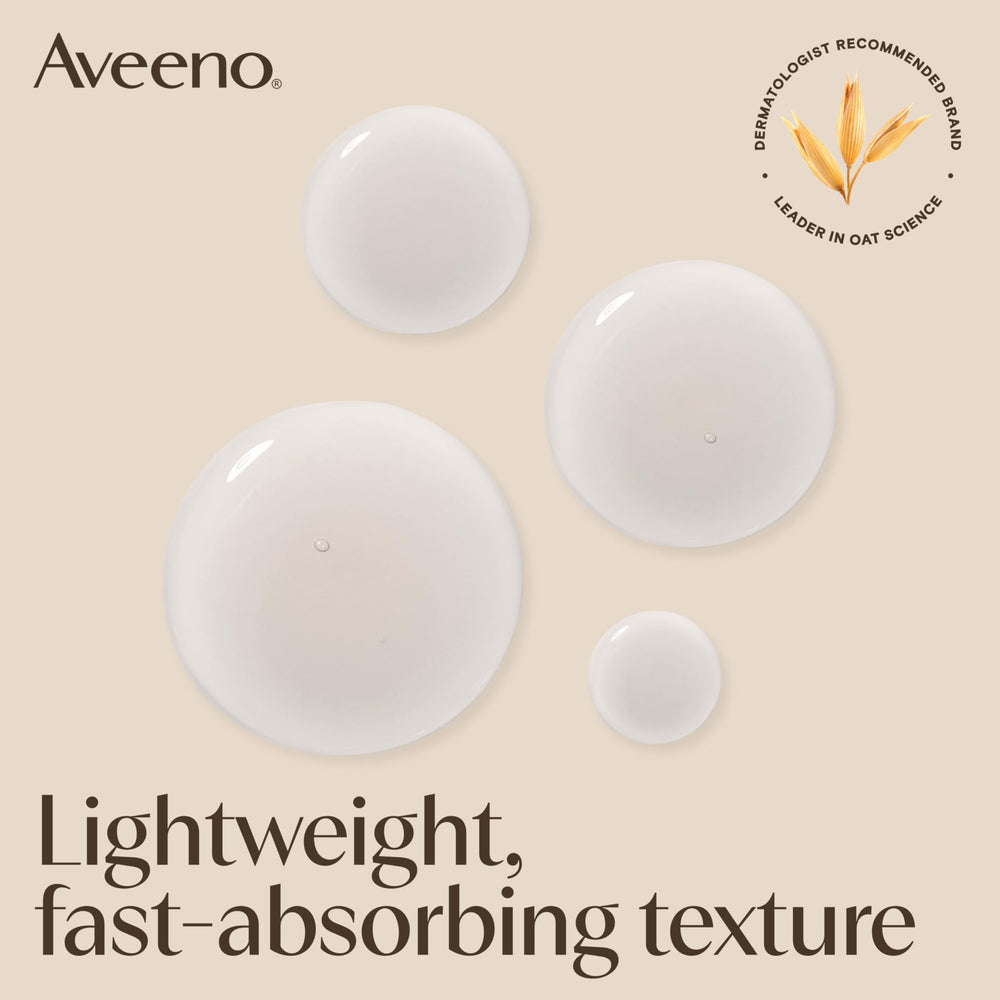 Detail of feverfew element signaling calming skin support in Aveeno serum