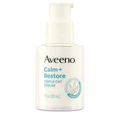 Aveeno Calm + Restore pump bottle shows quick hydration for sensitive skin
