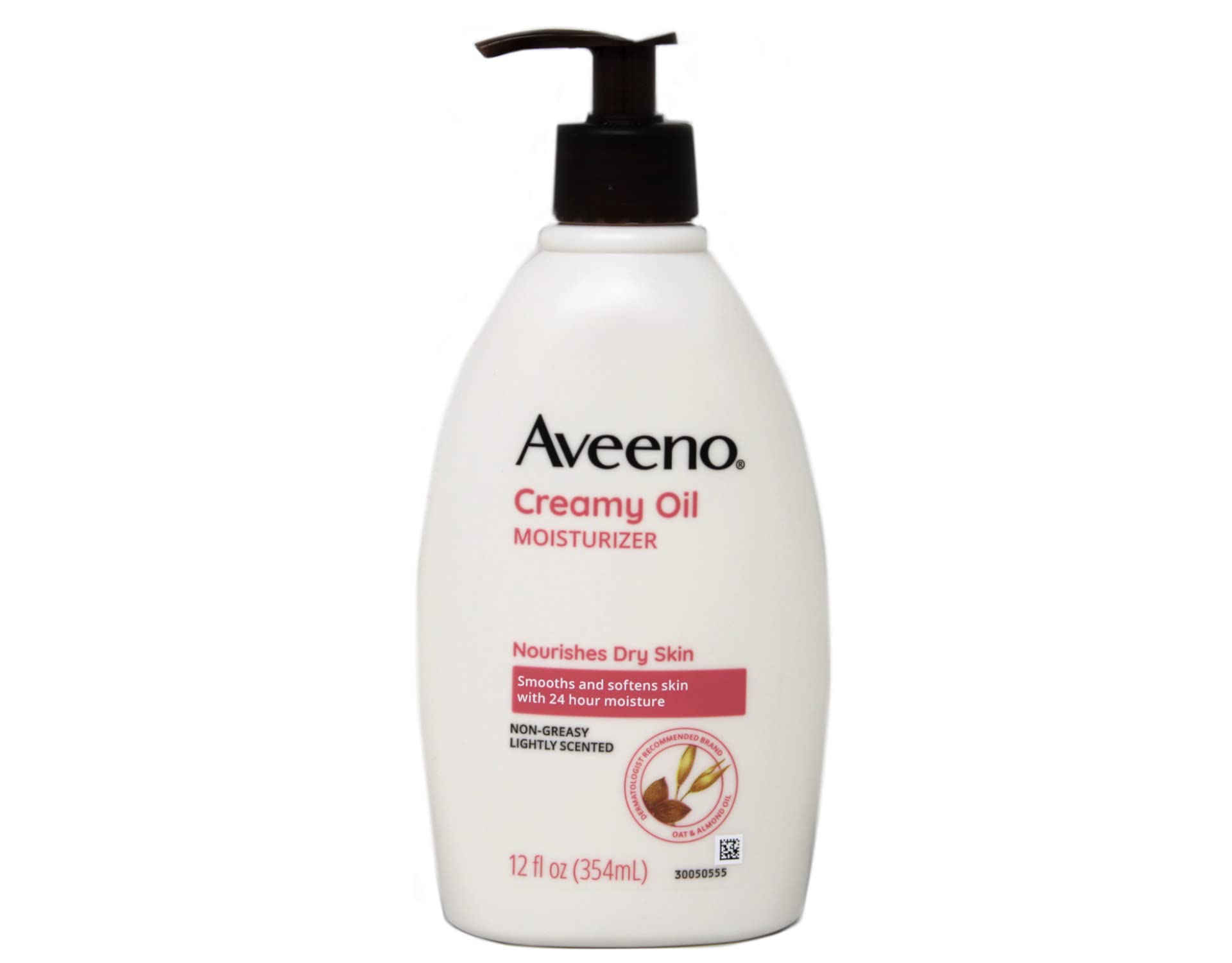 Aveeno Creamy Oil bottle 12oz demonstrating quick-absorbing hydration.