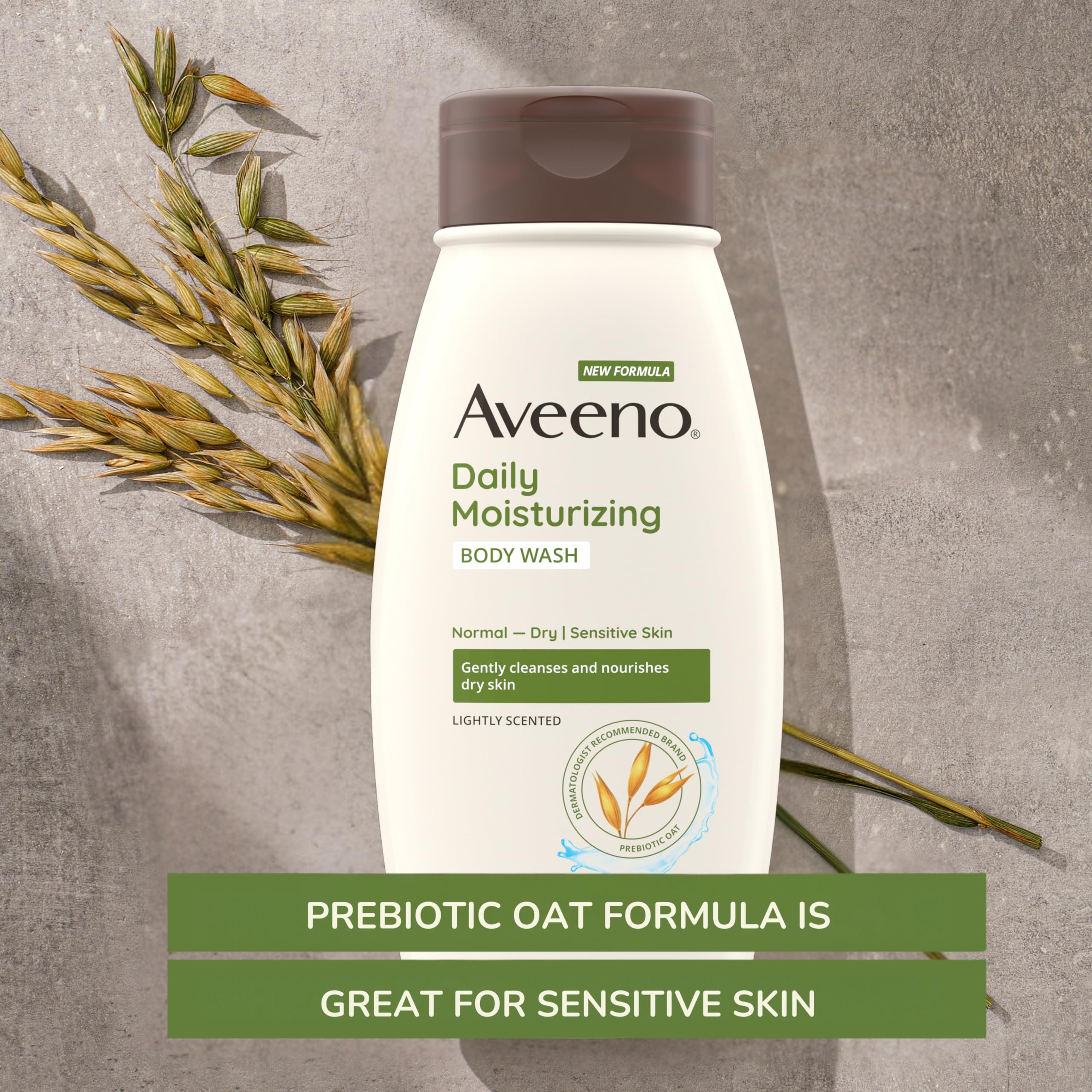 Aveeno Daily Moisturizing Body Wash with a light scent for sensitive skin users.