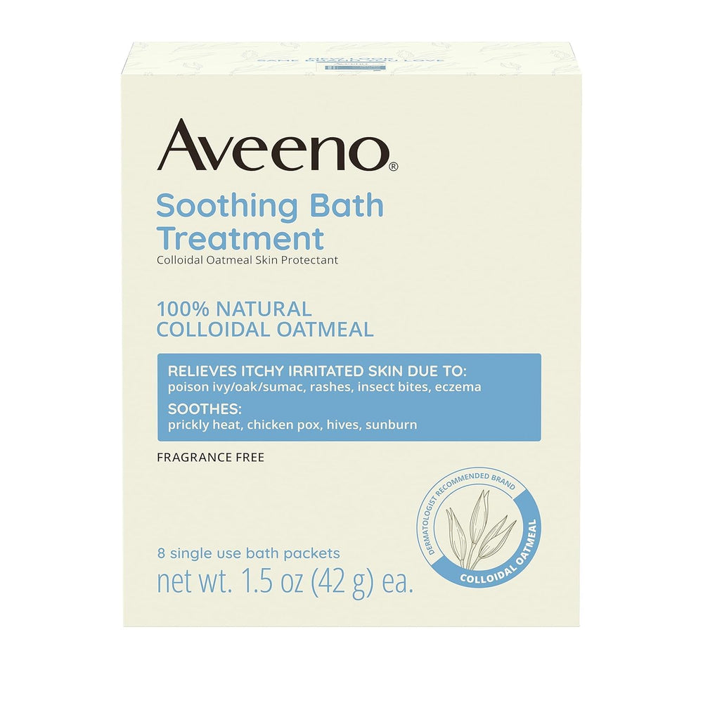 Aveeno dermatologist-recommended brand badge signals trusted, long-standing skincare support.