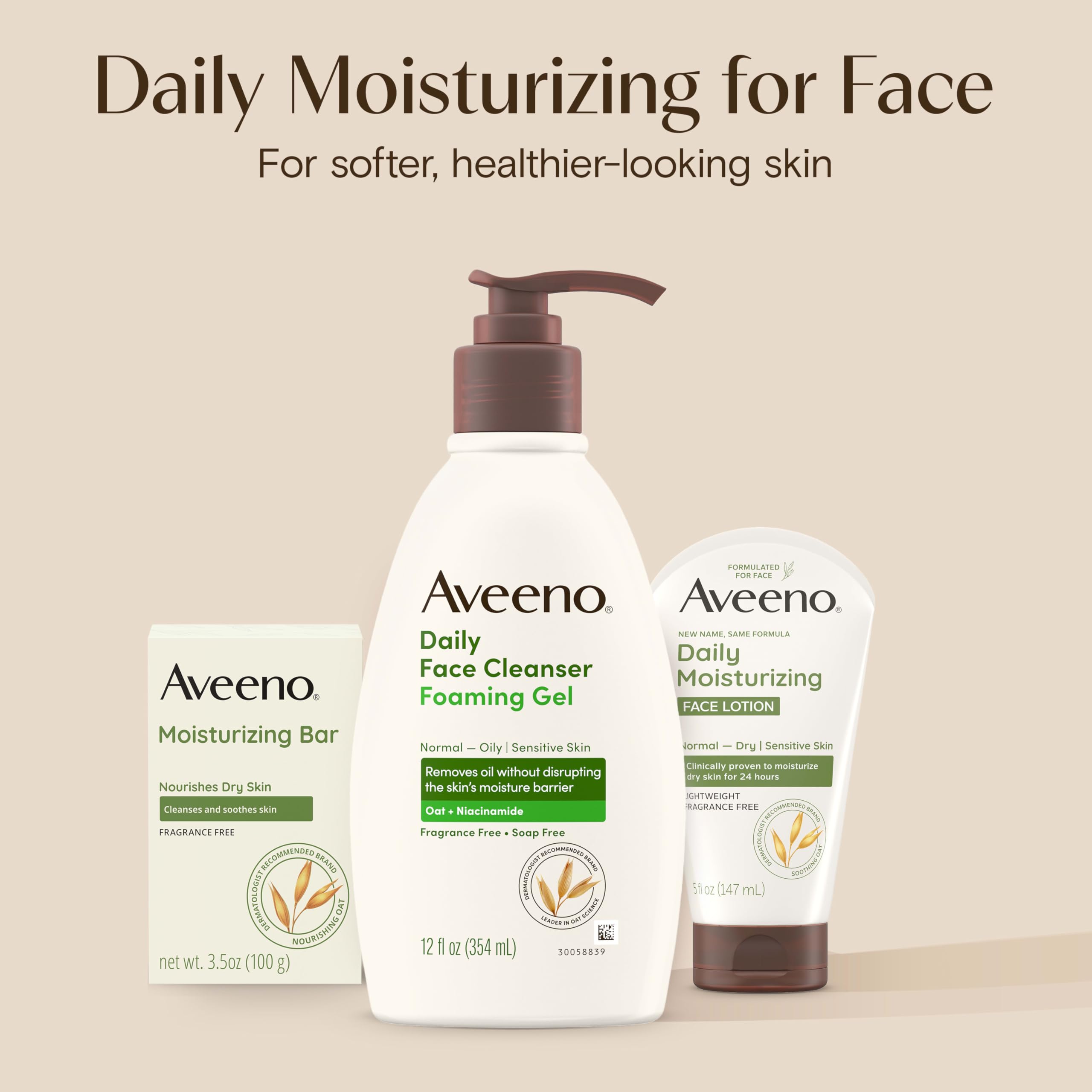 Aveeno ingredients nourishing oats for gentle cleansing.