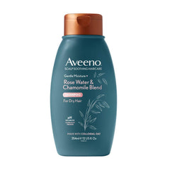 Aveeno itchy scalp shampoo bottle pour demonstrates weightless hydration for daily use.