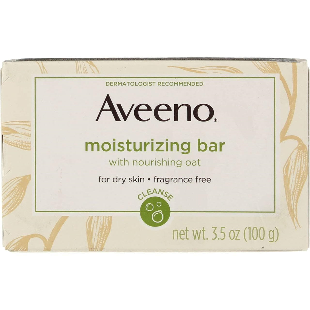 Aveeno Moisturizing Bar triple-pack display for daily dry-skin cleansing.
