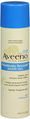 Aveeno Positively Smooth Shave Gel bottle offering a smoother shave and skin soothing.