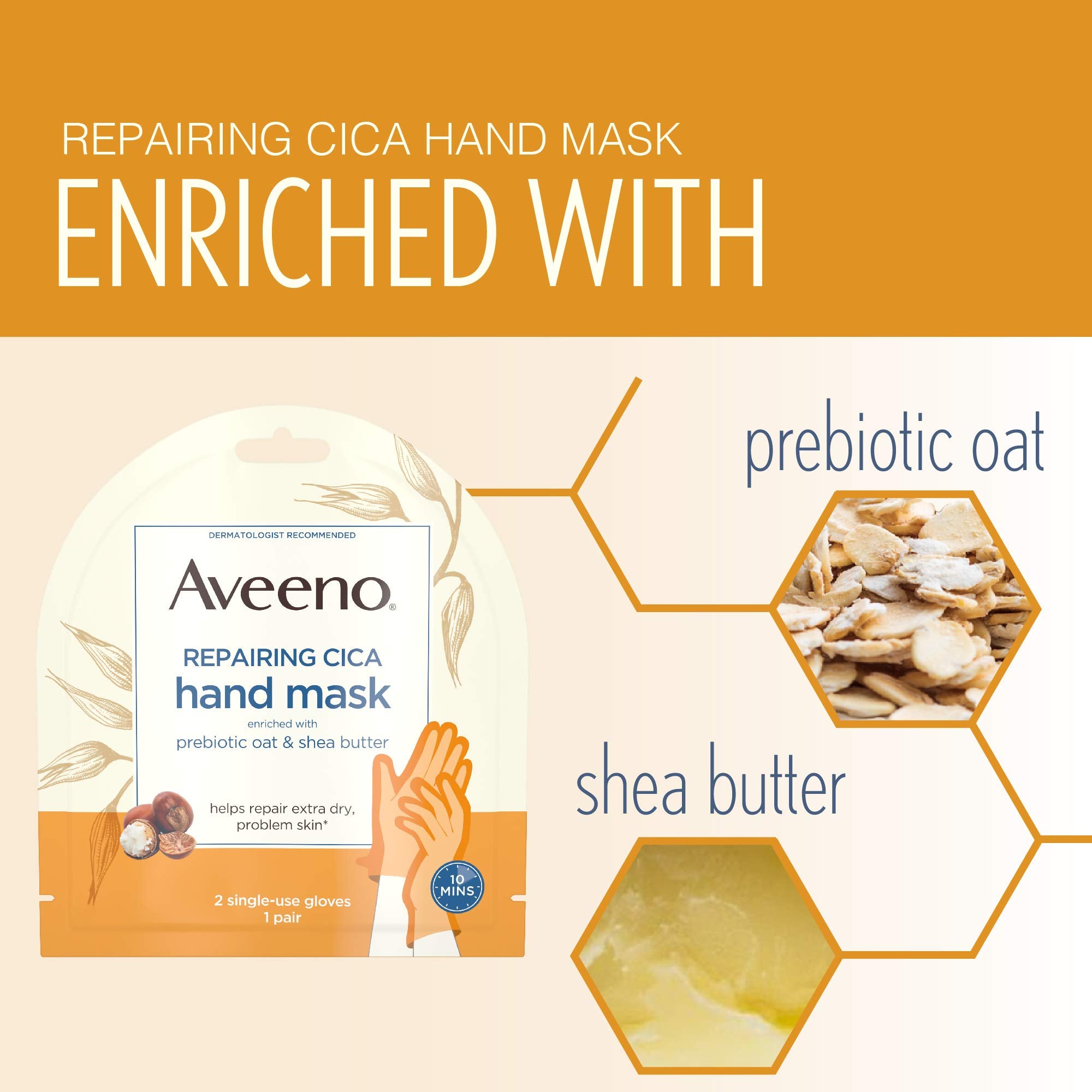 Aveeno Repairing CICA quick wear for 10 minutes demonstrates fast treatment.