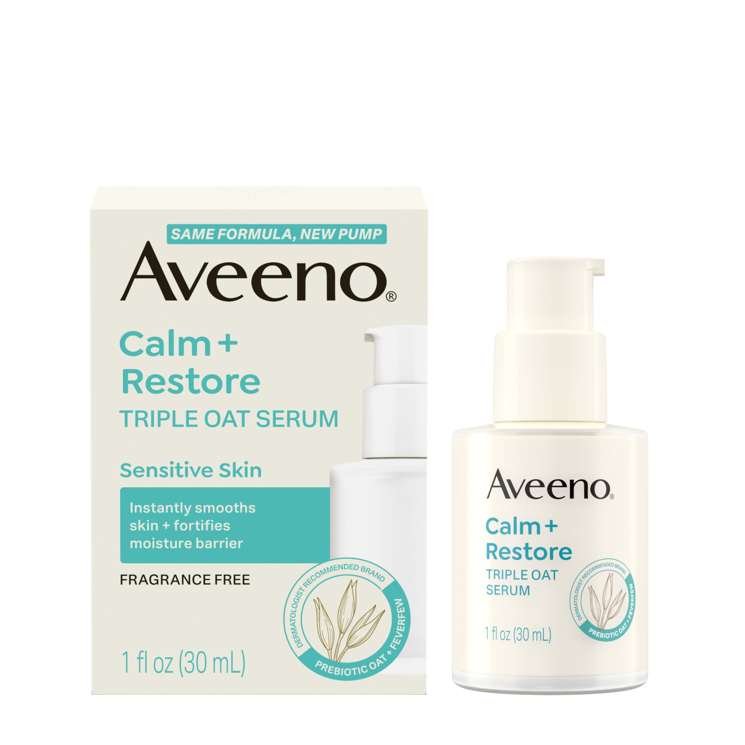 Aveeno Calm + Restore Serum sin fragancia, ideal para piel sensible.