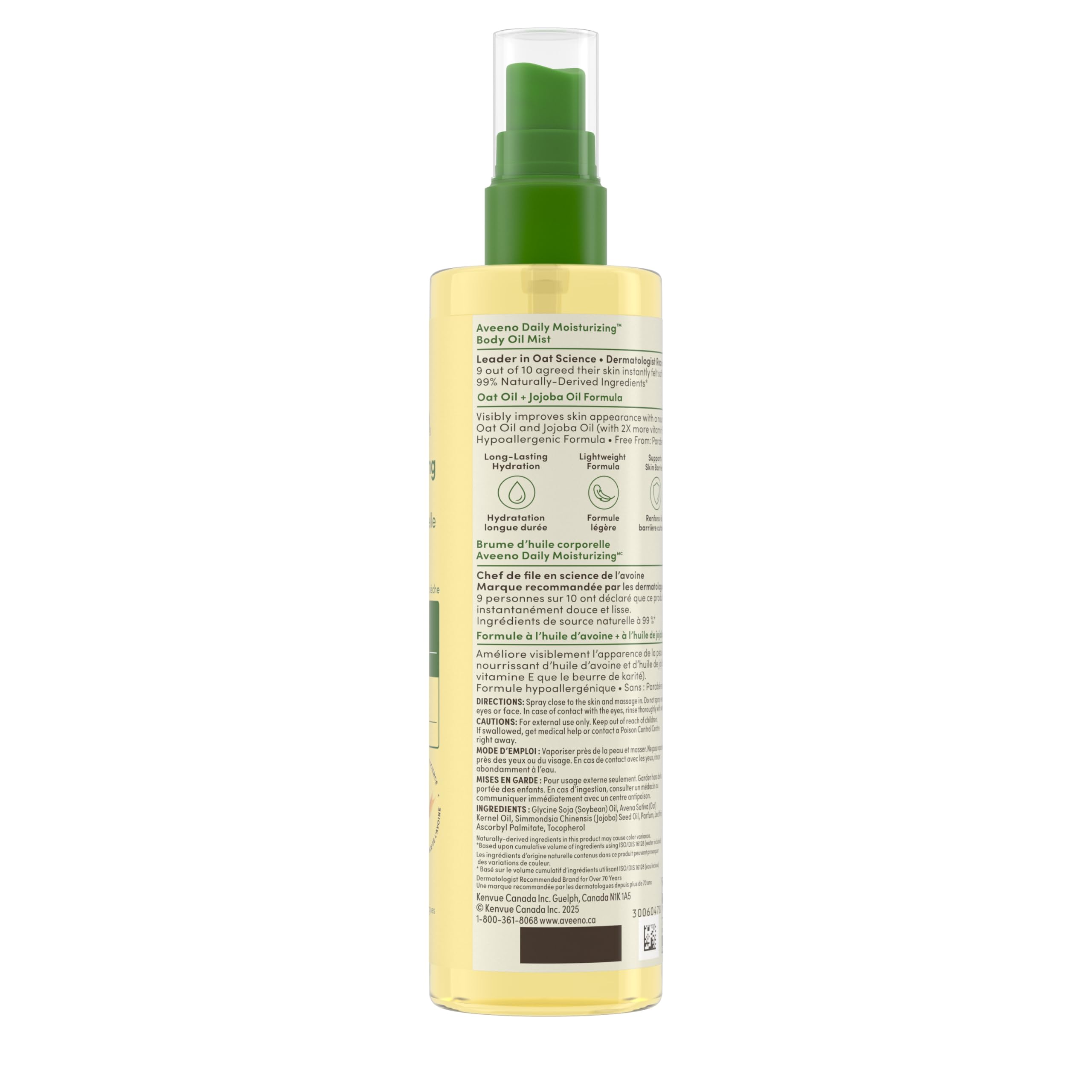 Aveeno size comparison in hand showing 200mL travel-friendly volume