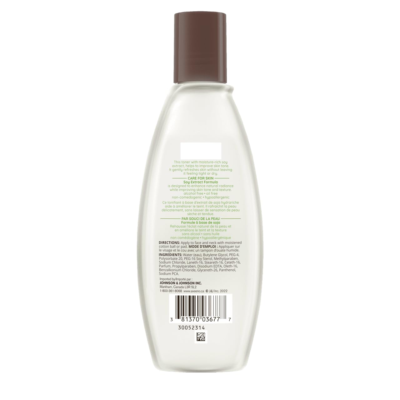Aveeno Skin Clarifying Toner swirl on skin suggests a clear, oil-free finish.
