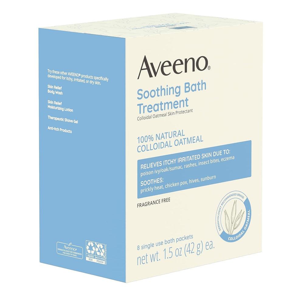 Aveeno fragrance-free oat bath may help calm irritation from sunburn or rashes.