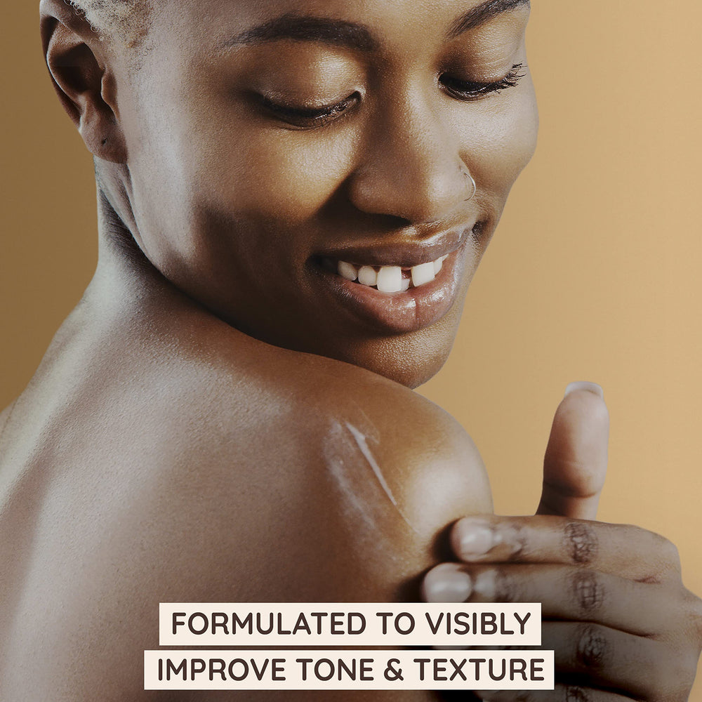 Aveeno Tone + Texture fragrance-free label close-up signals gentle formula for sensitive skin