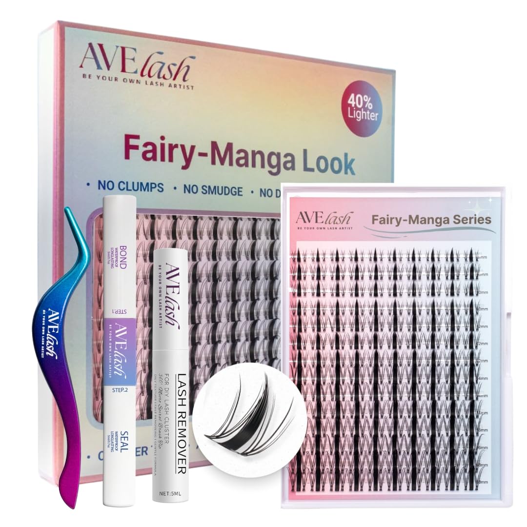 AVELASH Fairy Manga Lash Clusters Kit packaging highlights premium DIY lashes for easy home application