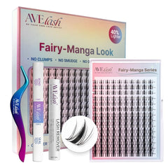 AVELASH Fairy Manga Lash Clusters Kit packaging highlights premium DIY lashes for easy home application