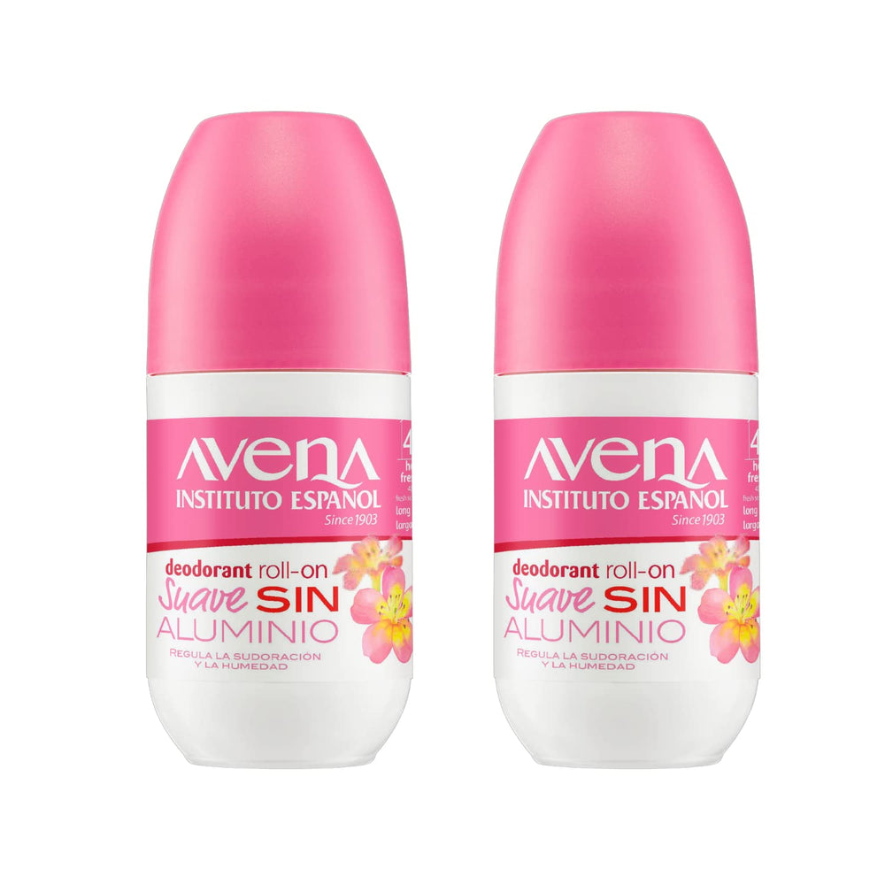 Avena Instituto Espanol deodorant roll-on two-bottle pack ready for long-lasting freshness.