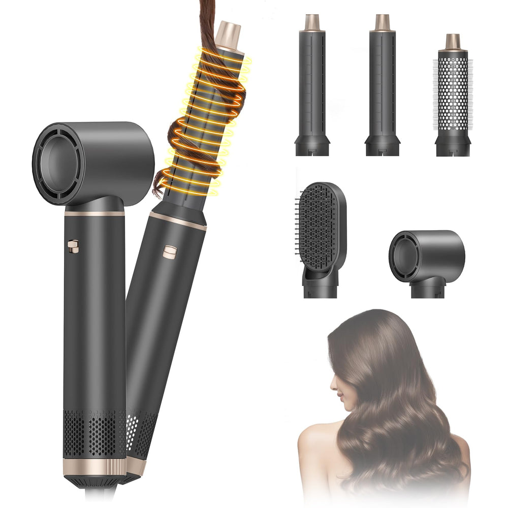 AVENHO 5 in 1 Hot Air Brush dries and styles with anti-static shine.