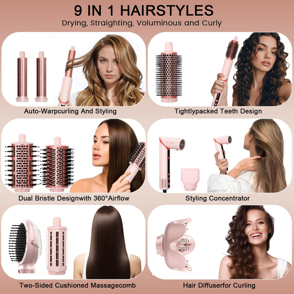 AVENHO negative-ion technology illustrated to reduce frizz while drying.