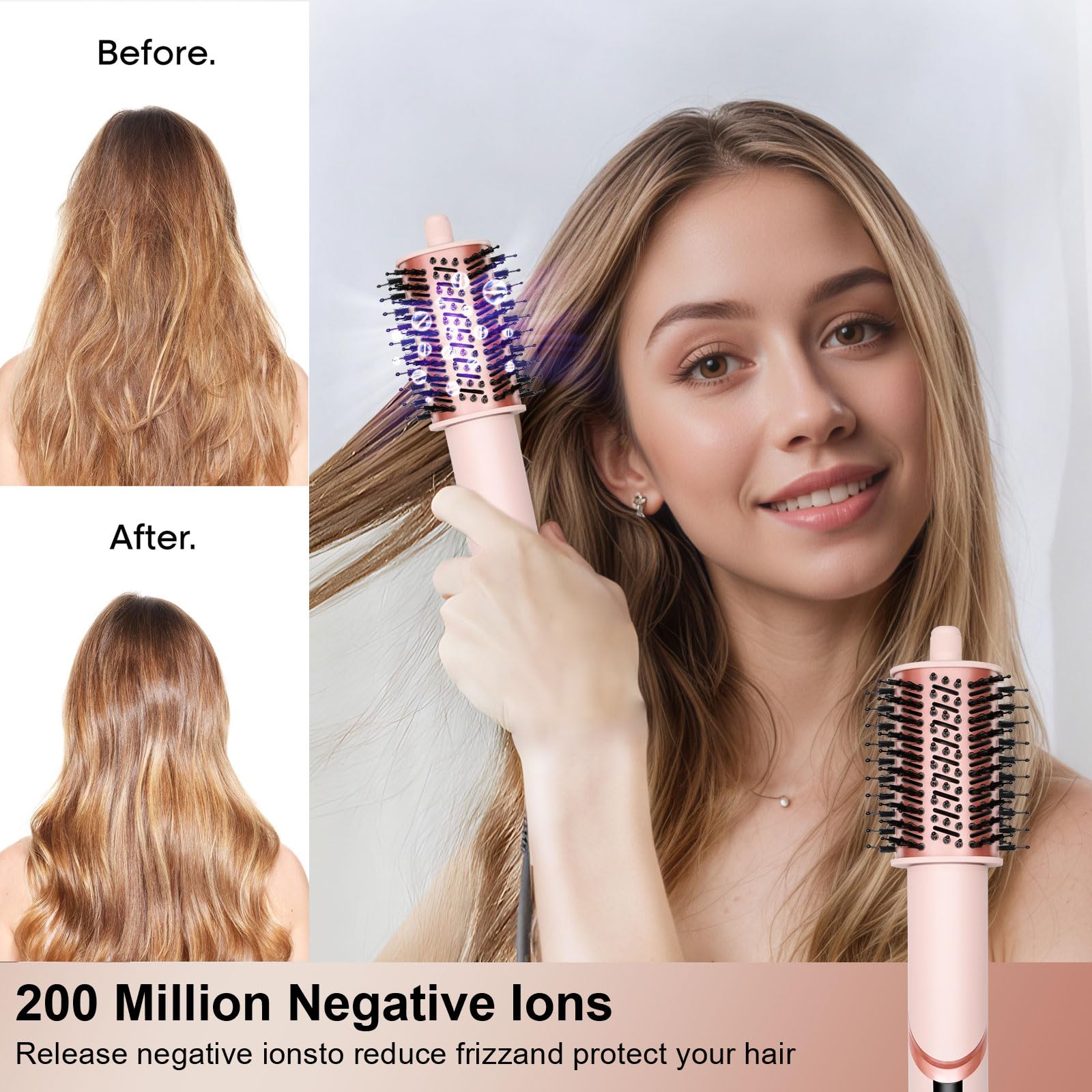 AVENHO smoothing comb demonstrates smooth, frizz-free finish.