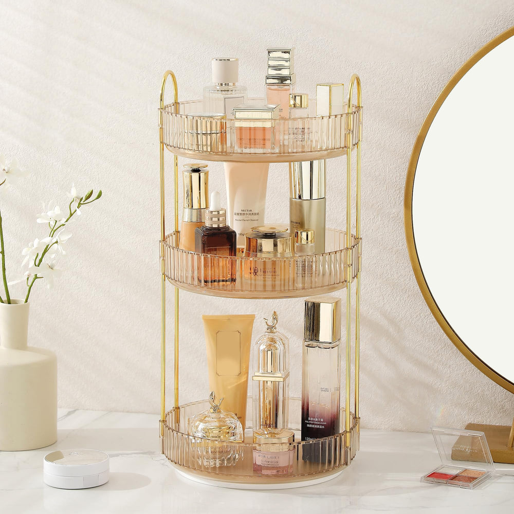 Aveniee organizador giratorio 360 para maquillaje, acceso rápido a productos.