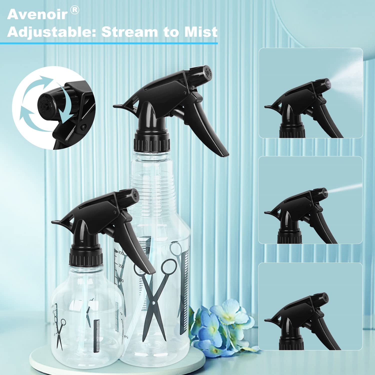 Avenoir Mister bottle demonstrating mist and strong spray flow options.