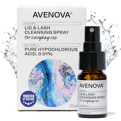 Avenova eyelid cleanser spray bottle 20ml for gentle daily eye hygiene.