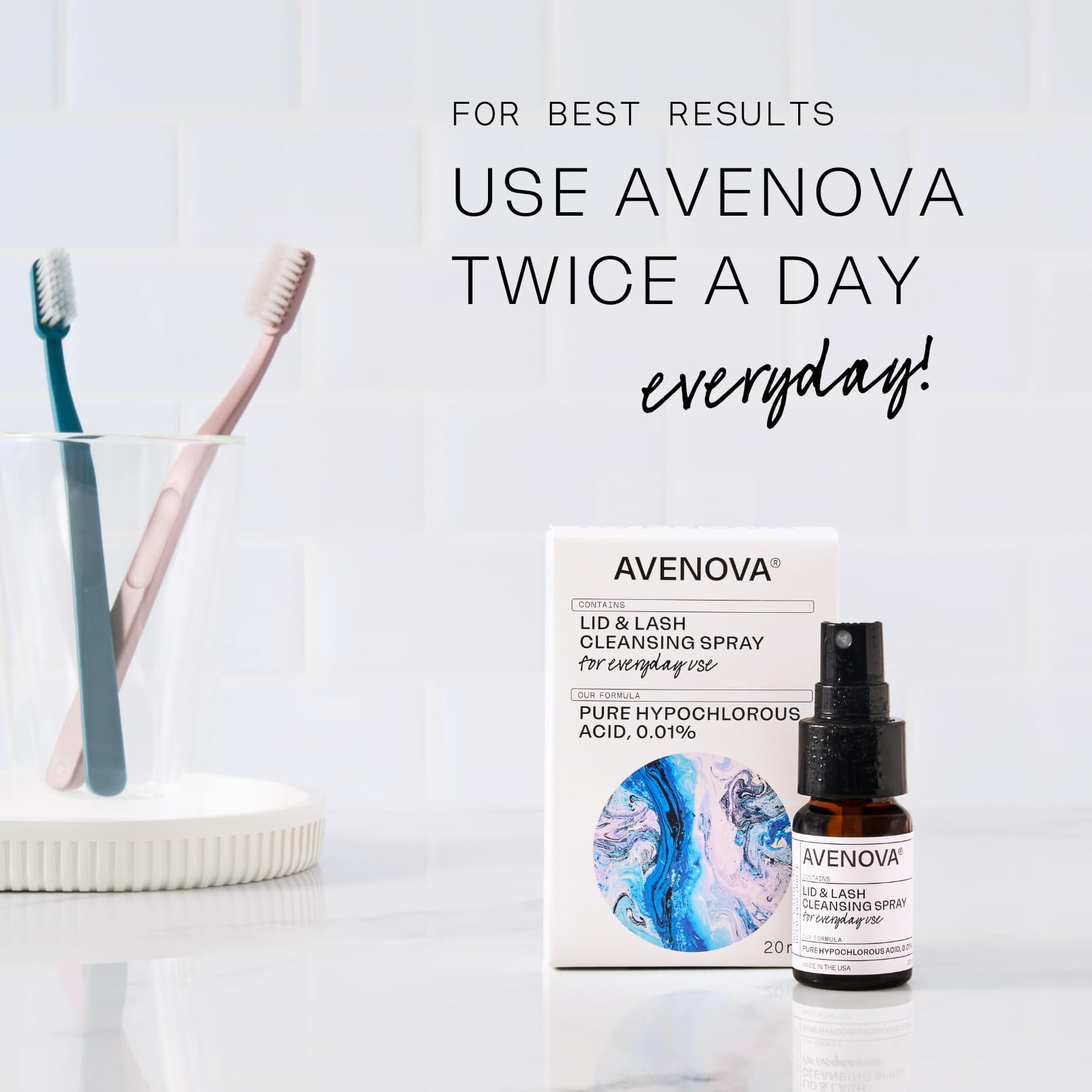 Avenova lash-extension friendly cleanser on lashes promoting long-lasting extensions.