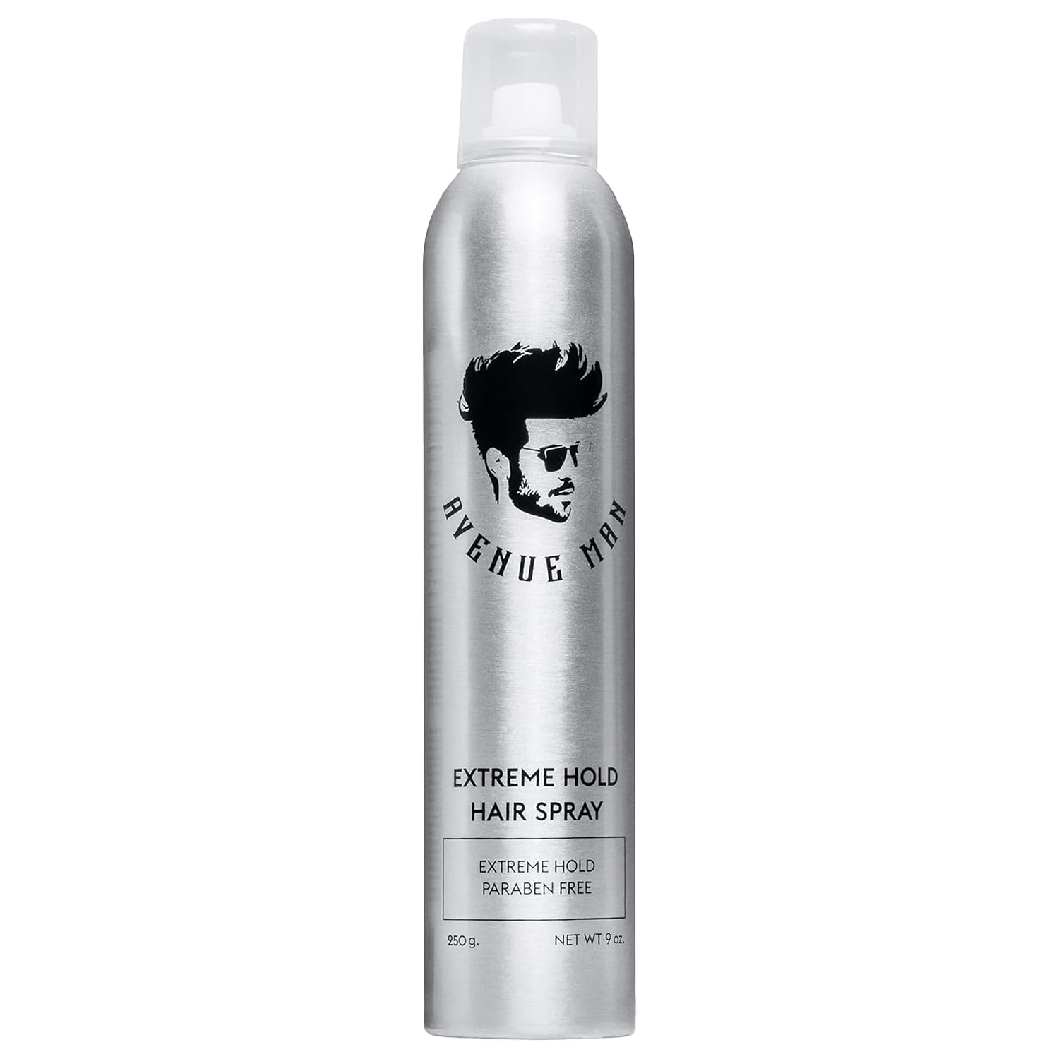 Avenue Man Extreme Hold Hairspray bottle delivers all-day control for busy mornings.