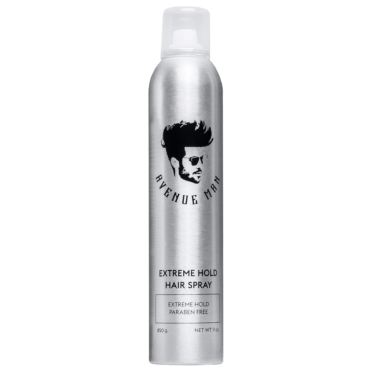 Avenue Man Extreme Hold Hairspray bottle delivers all-day control for busy mornings.