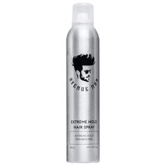 Avenue Man Extreme Hold Hairspray bottle delivers all-day control for busy mornings.