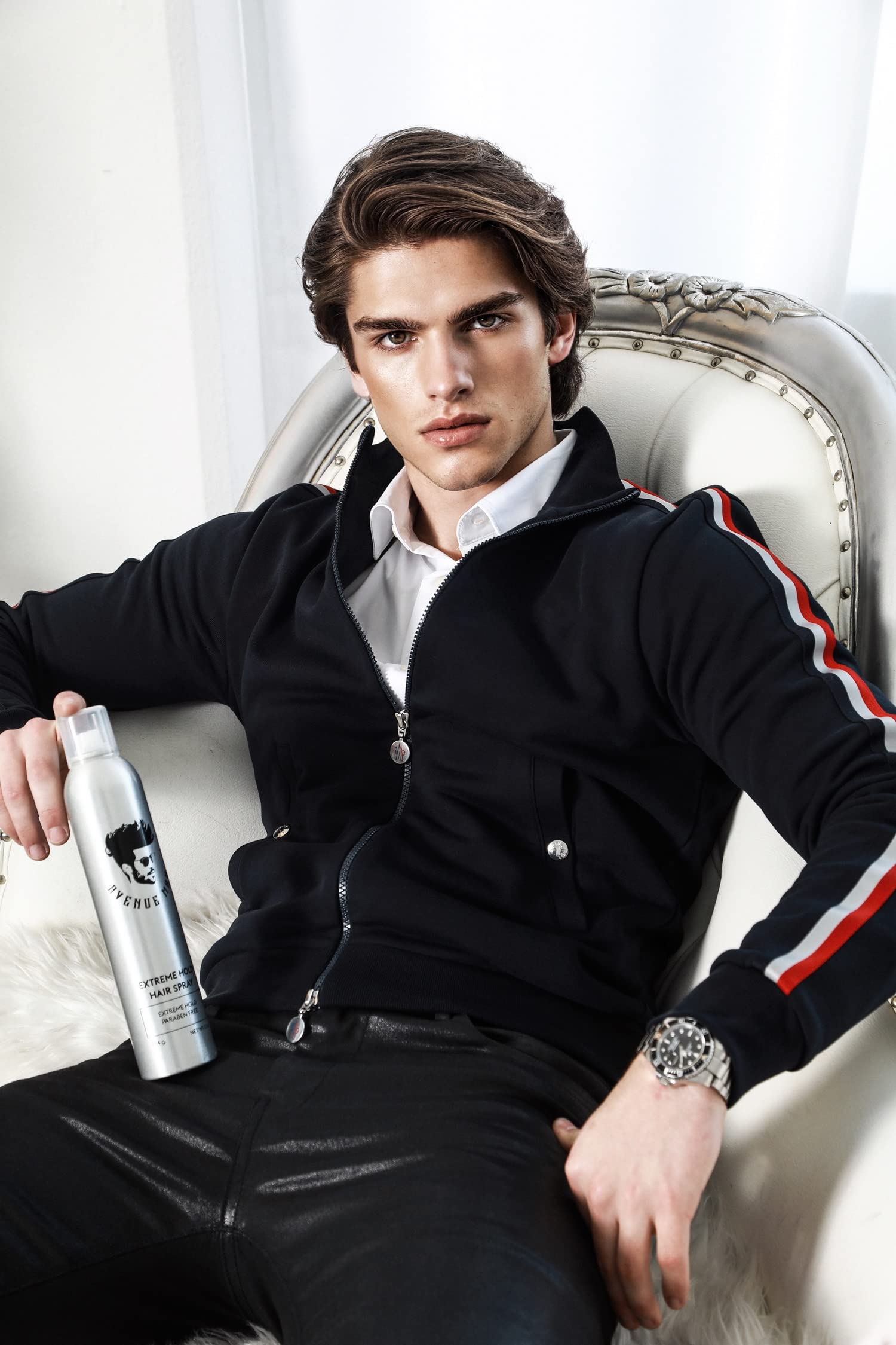 Avenue Man Extreme Hold Hairspray bottle made in Portugal demonstrates craftsmanship.
