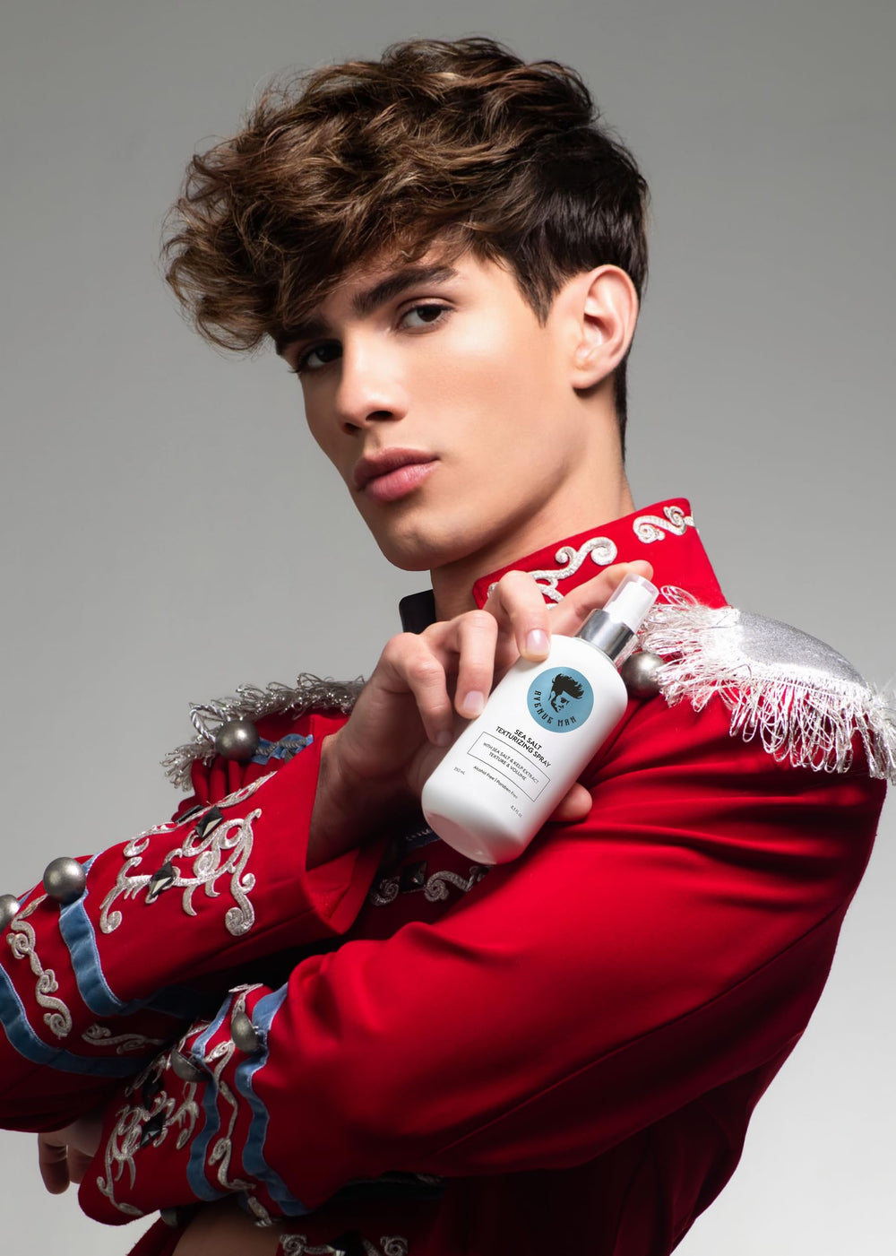 Avenue Man Sea Salt Spray controls frizz for smooth beach-ready styling