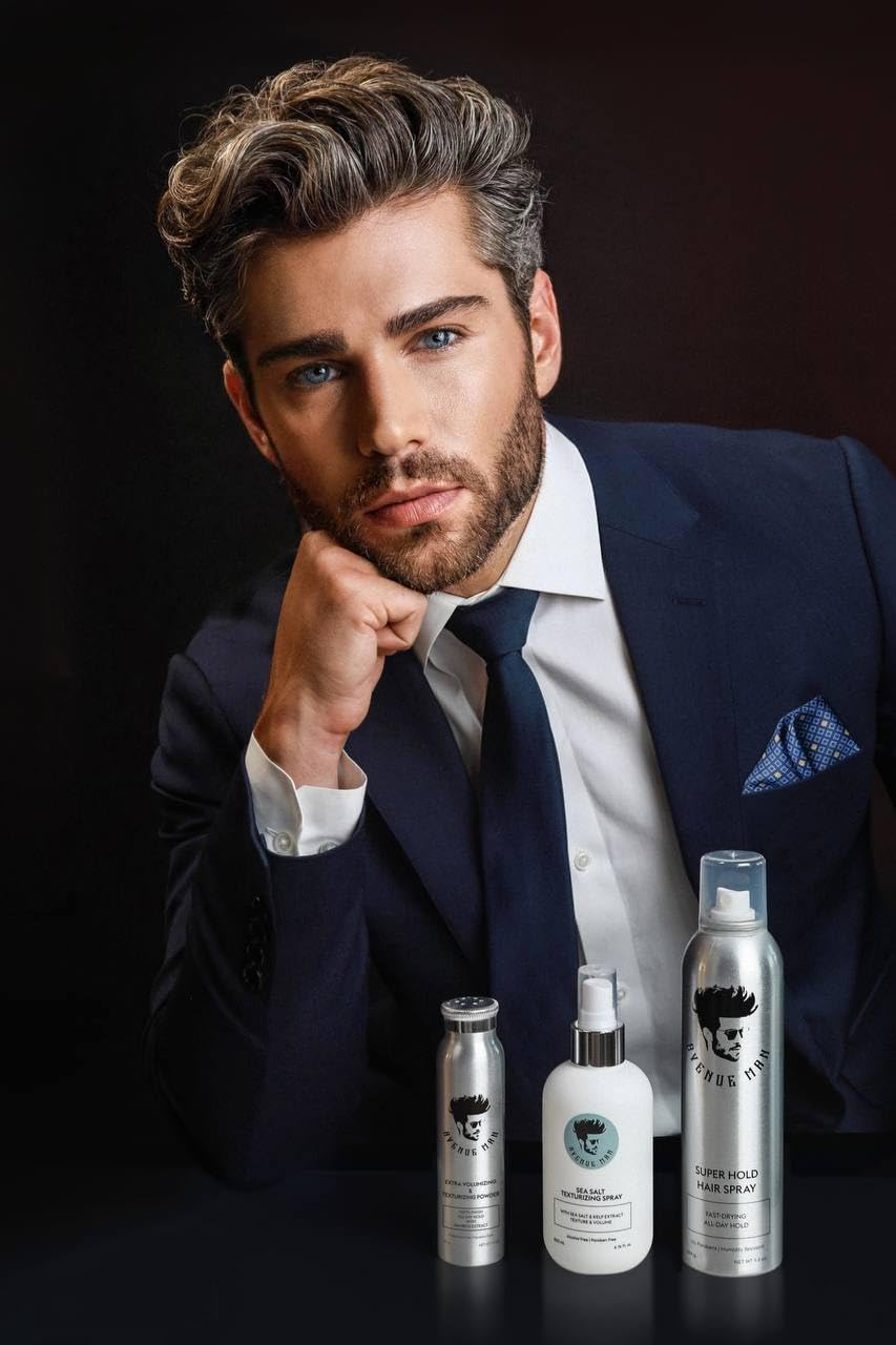 Avenue Man Sea Salt Spray featuring brown seaweed extract enhances texture and resilience