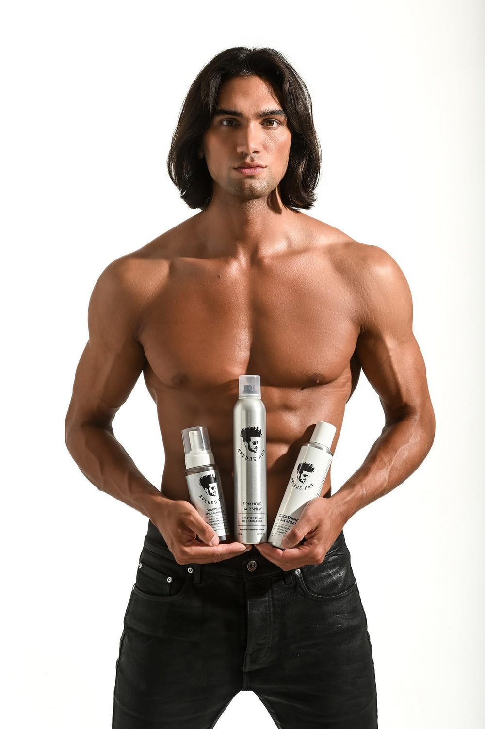 Avenue Man Volume Lift Mousse dispensing nozzle demonstrates controlled application