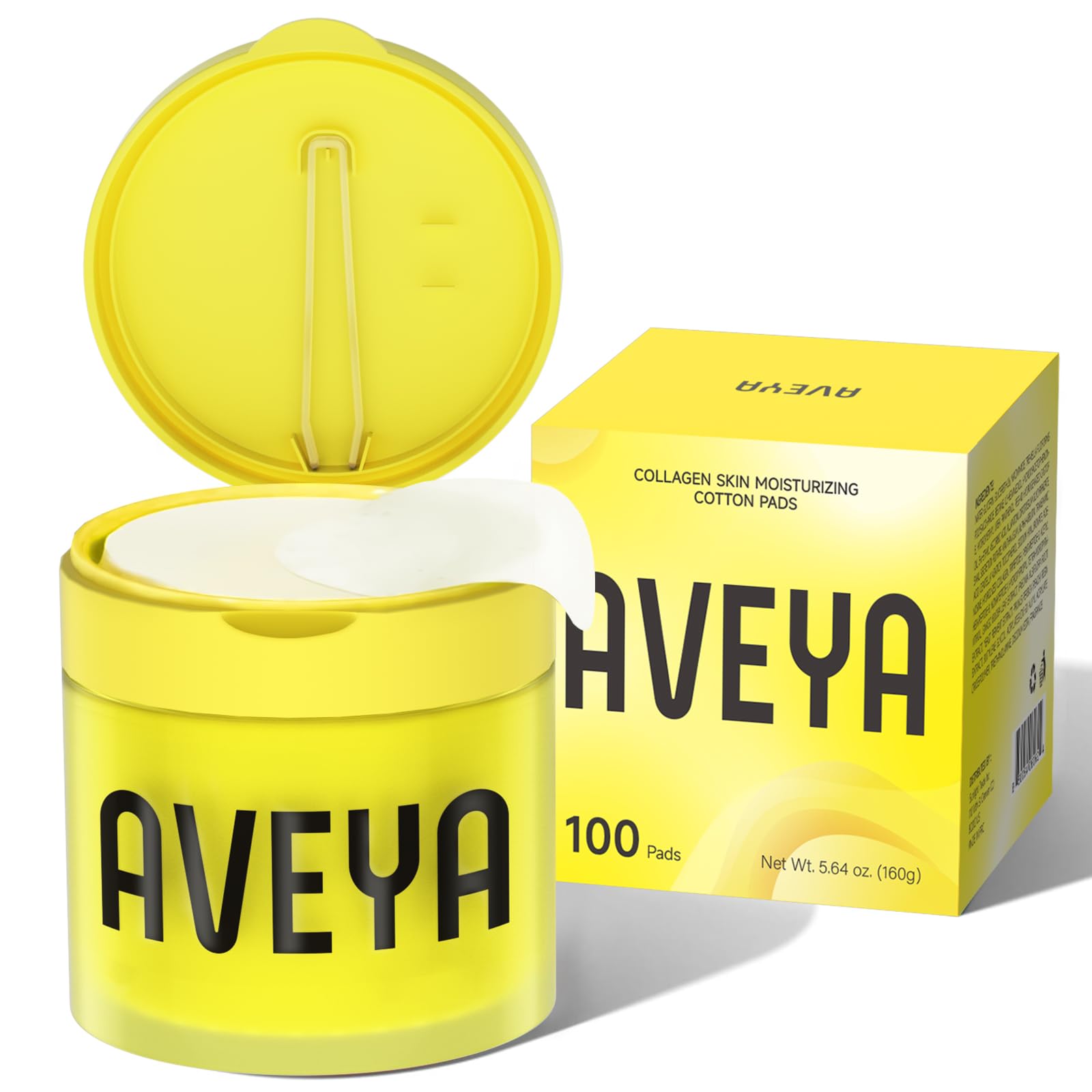 AVEYA Collagen Skin Moisturizing Pads jar seal emphasized for hygienic portable design