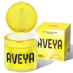AVEYA Collagen Skin Moisturizing Pads jar seal emphasized for hygienic portable design