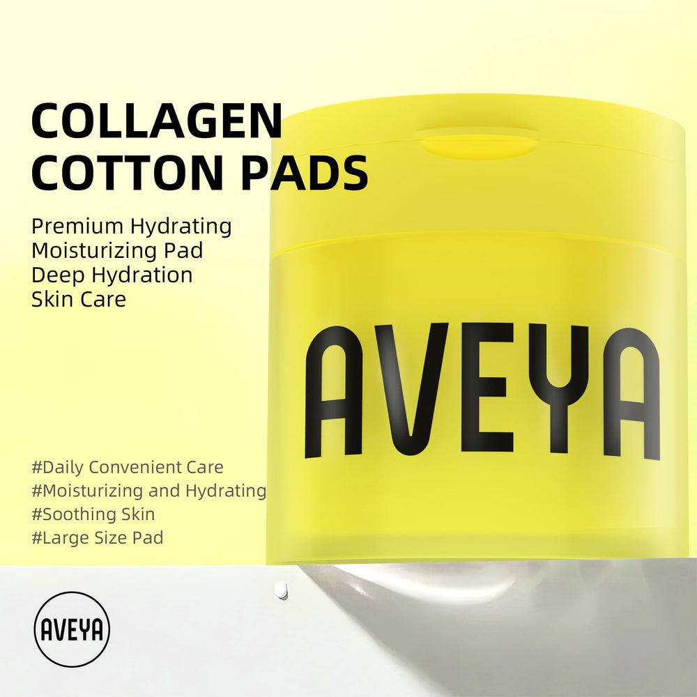 AVEYA Collagen Skin Moisturizing Pads packaging display highlighting daily routine use