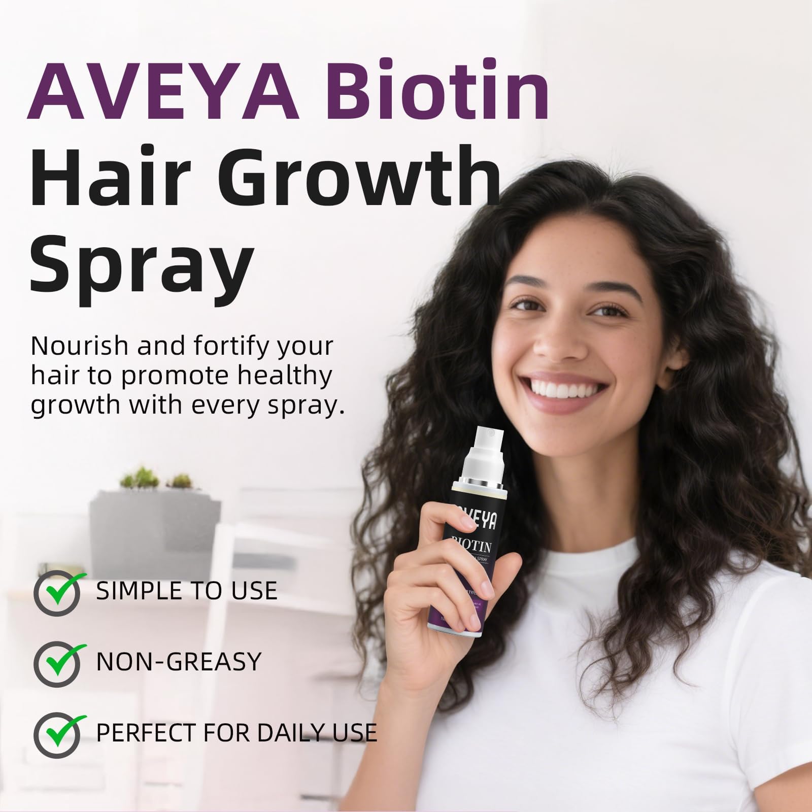 AVEYA spray used as a daily refresher for all hair types