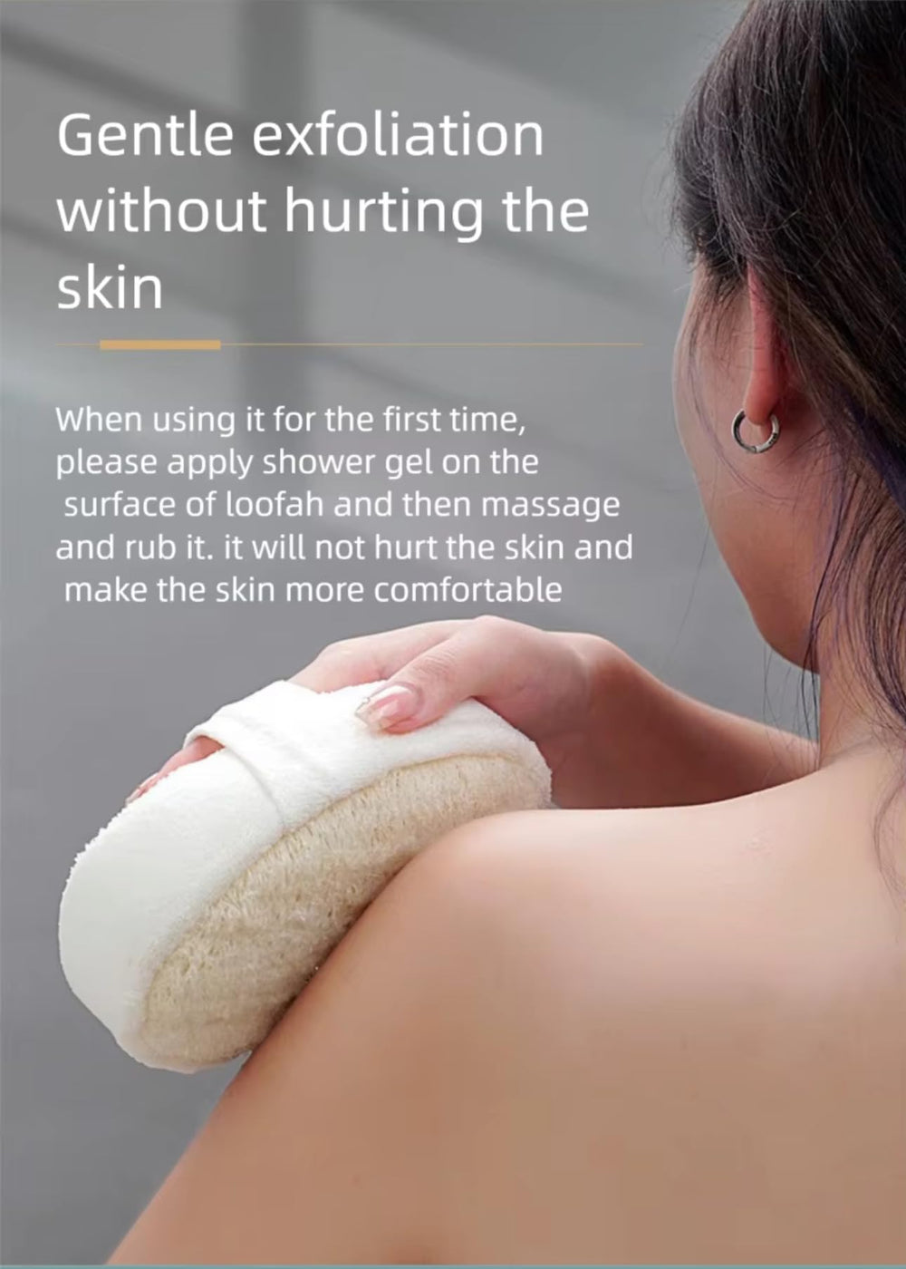 Aveya Skincare Essentials loofah for bikini area delivers gentle cleansing and smoother skin.