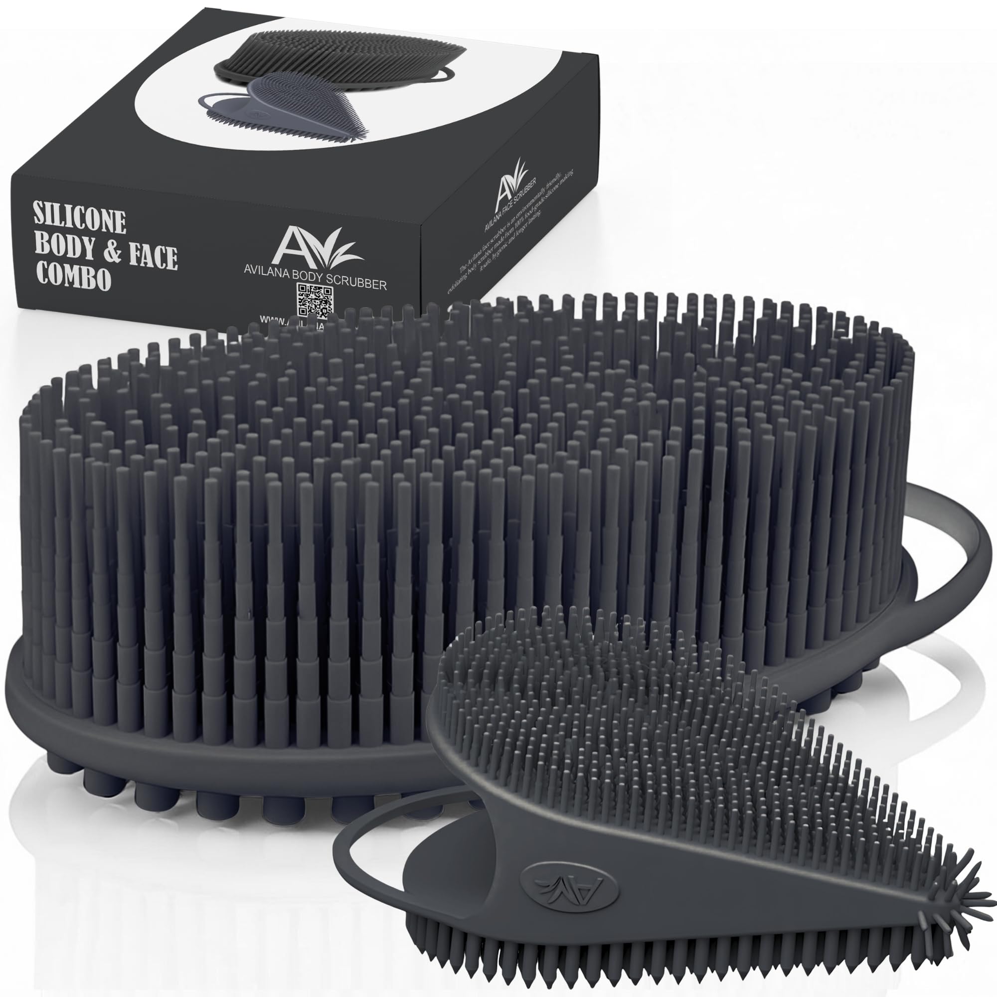 Avilana Body Scrubber dual textures for quick cleansing across large surfaces.