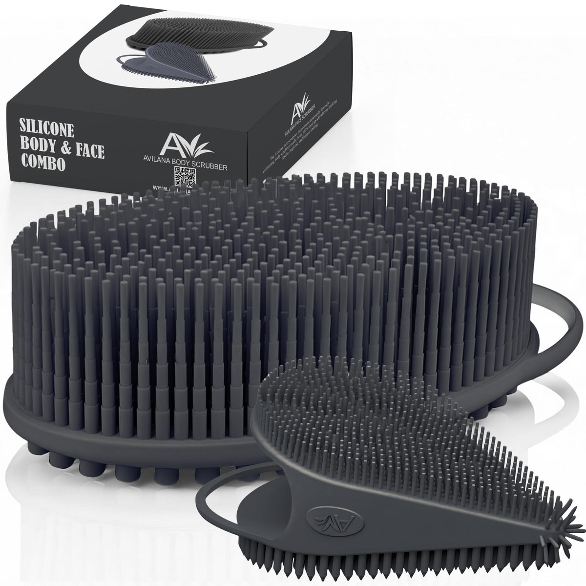 Avilana Body Scrubber dual textures for quick cleansing across large surfaces.