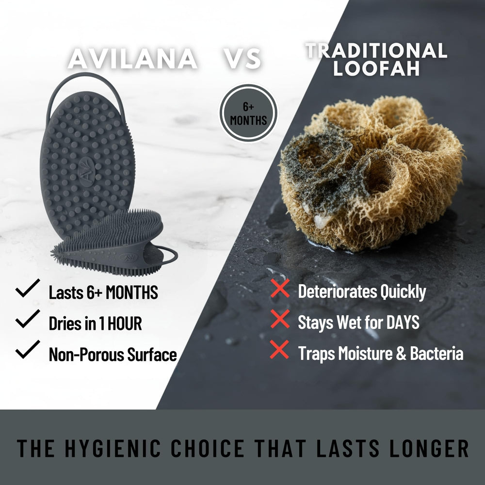 Avilana Body Scrubber ergonomic design reaches hard-to-clean areas comfortably.