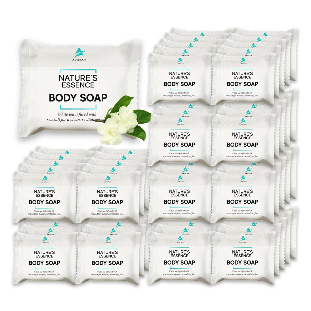 Avistar bar soap bulk 60-pack for hotel bathrooms and guest convenience.