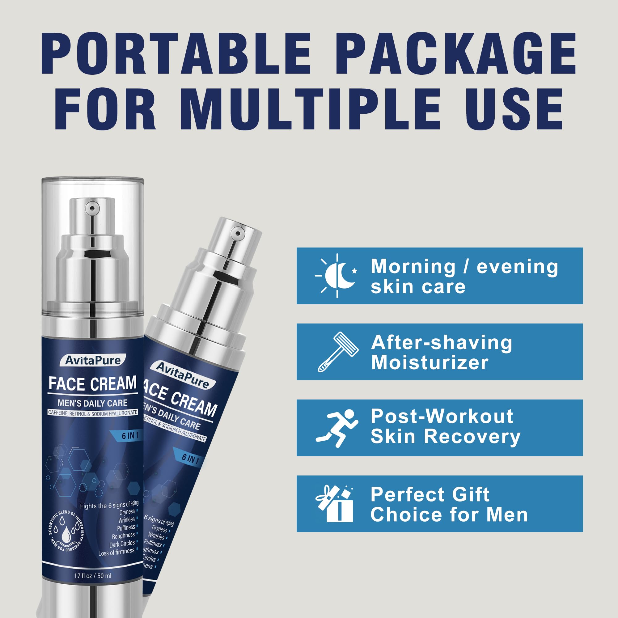 AVITAPURE 6-in-1 cream on skin illustrating anti-aging benefits.