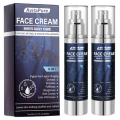 AVITAPURE 6-in-1 face cream bottle demonstrates quick-absorbing formula for daily use.