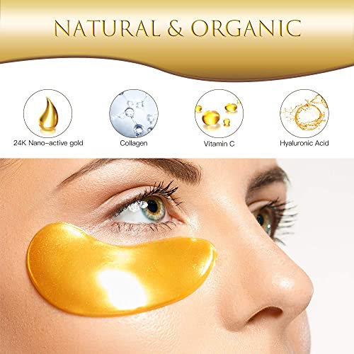 AVJONE 24K Gold Under Eye Patches closeup highlighting luxurious hydrogel texture