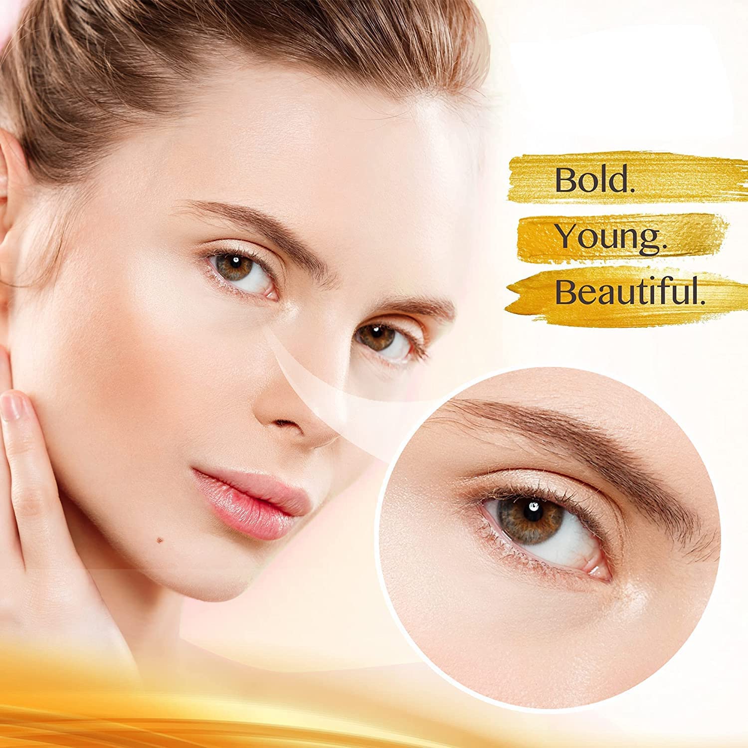 AVJONE Collagen Gold Under Eye Patches on eye contour with secure, comfortable fit