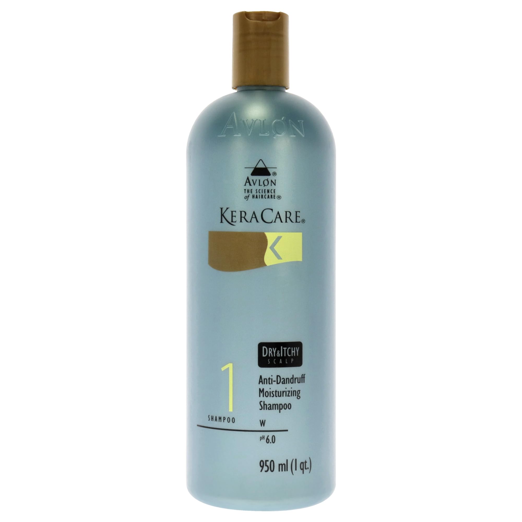 Avlon KeraCare shampoo bottle showing anti-dandruff moisturizing formula for dry scalp relief