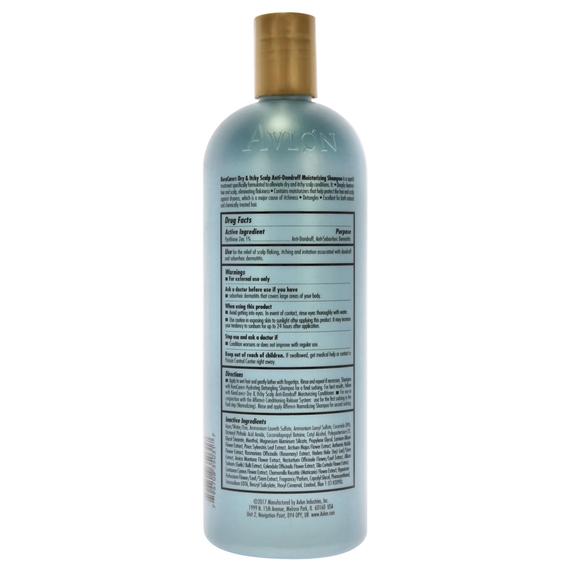 Avlon KeraCare shampoo bottle close-up highlighting creamy lather and scalp care benefits
