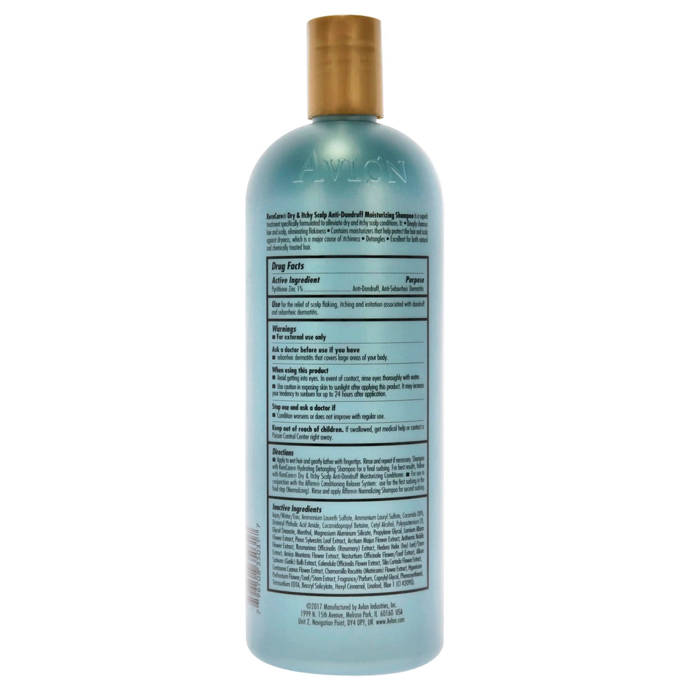 Avlon KeraCare shampoo bottle close-up highlighting creamy lather and scalp care benefits