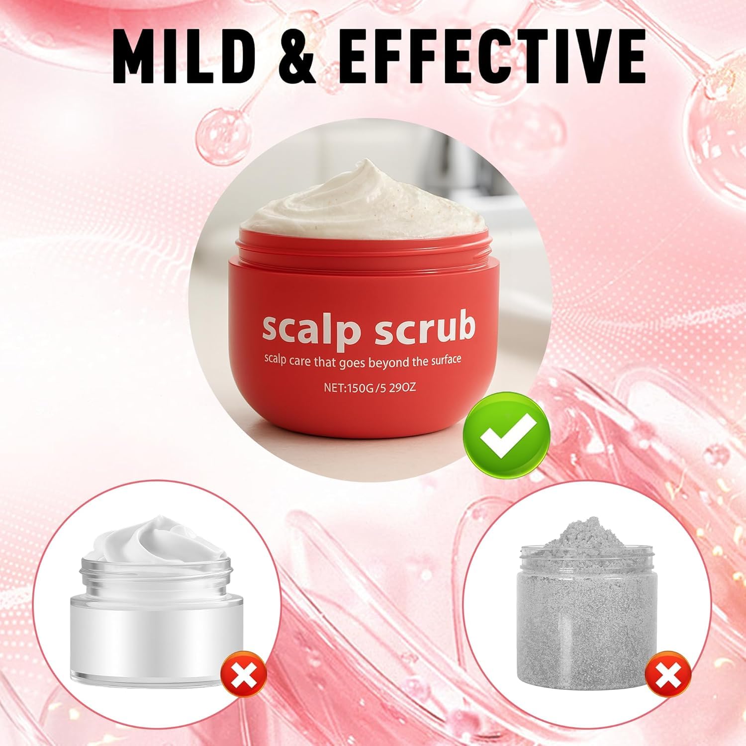 Avocado Oil Scalp Scrub pumice texture showing gentle exfoliation on scalp